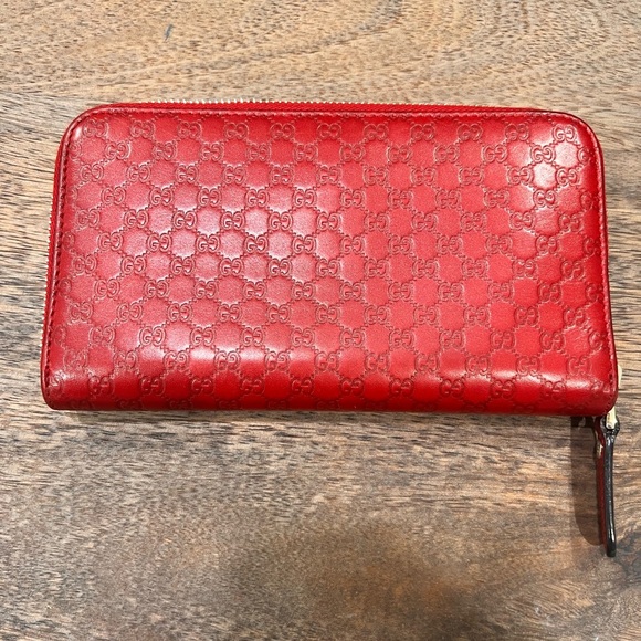 Gucci GG Microguccissima Red Leather Zip Around Long Wallet - Picture 3 of 15